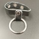 Stainless Steel Penis Ring With Black Leather Strap