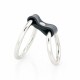 Stainless Steel Double Penis Ring with Real Leather Strap