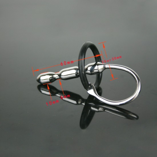 Urethral Sound with Silicone Penis Ring - 97mm Long - 10mm Thick