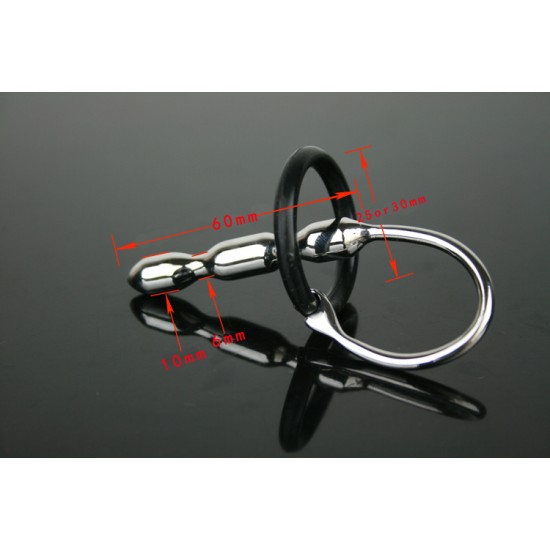 Urethral Sound with Silicone Penis Ring - 97mm Long - 10mm Thick