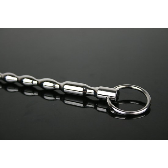 Urethral Sound with 7 Bumps and Finger Ring - 160mm Long - 9mm Thick