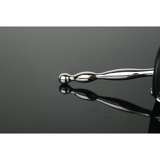 Stainless Steel Urethral Sound with Silicone Penis Ring