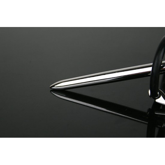 Stainless Steel Urethral Sound with Silicone Penis Ring