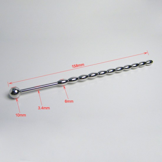 Thin Urethral Sound with 11 Ridges - 158mm Long - 10mm Thick