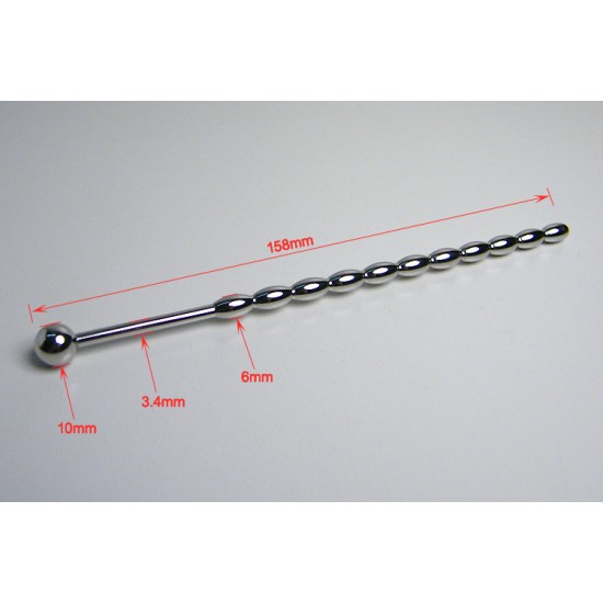 Thin Urethral Sound with 11 Ridges - 158mm Long - 10mm Thick