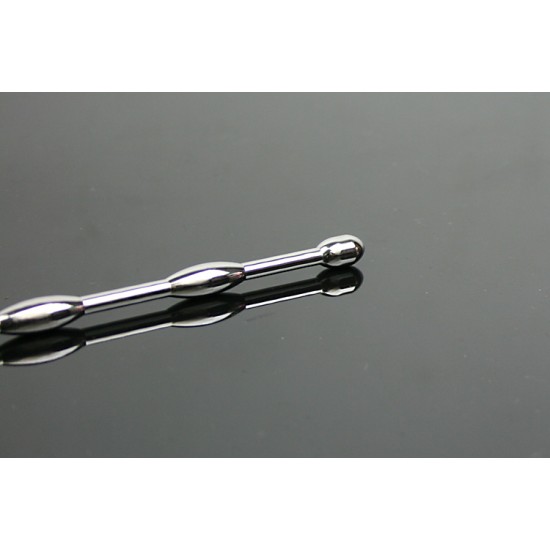 Urethral Sound with 3 Bumps and Finger Ring - 155mm Long - 7mm Thick