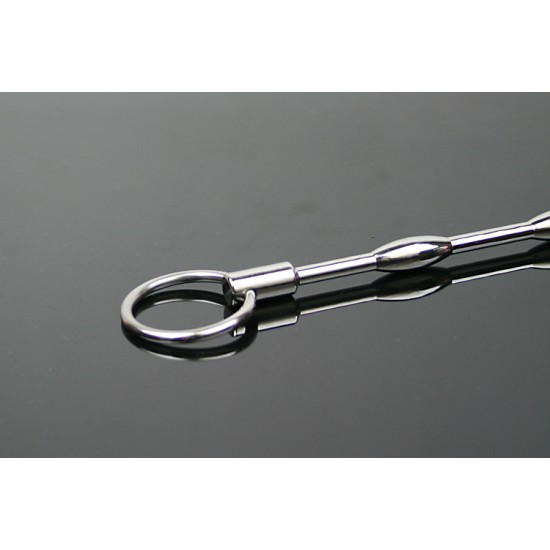 Urethral Sound with 3 Bumps and Finger Ring - 155mm Long - 7mm Thick