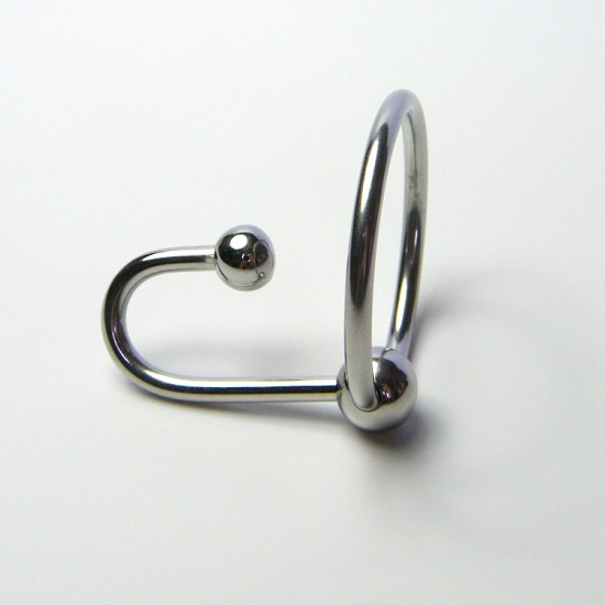 Penis Ring with Urethral Insert - Stainless Steel