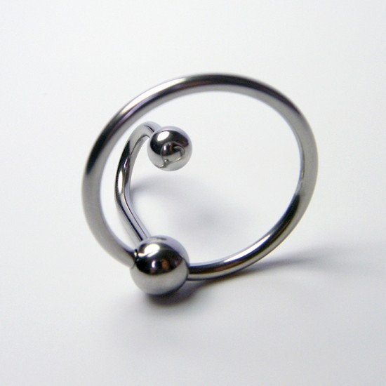 Penis Ring with Urethral Insert - Stainless Steel