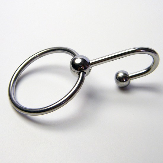 Penis Ring with Urethral Insert - Stainless Steel