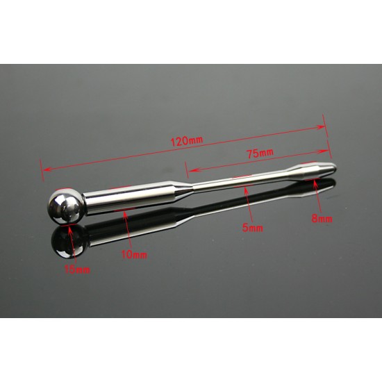 Solid Urethral Sound with Ball Tip - 135mm Long - 15mm Wide