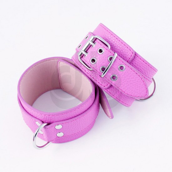 Pink Faux Leather Bondage Ankle Cuffs