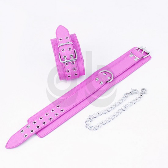 Pink Faux Leather Bondage Ankle Cuffs