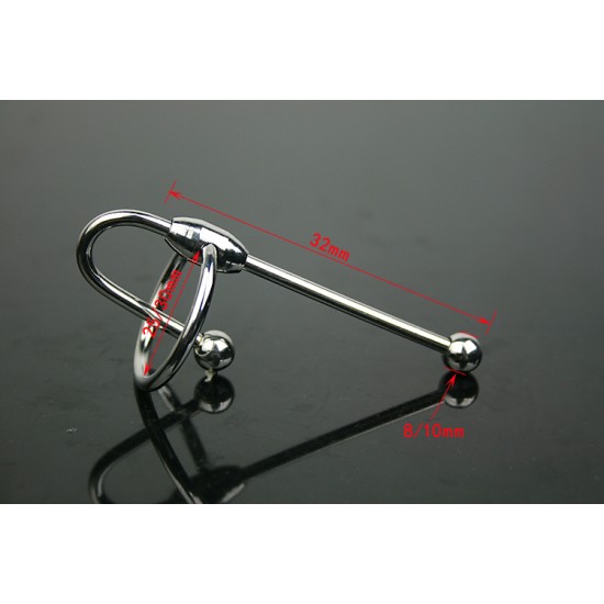 Stainless Steel Penis Ring with Urethral Sound