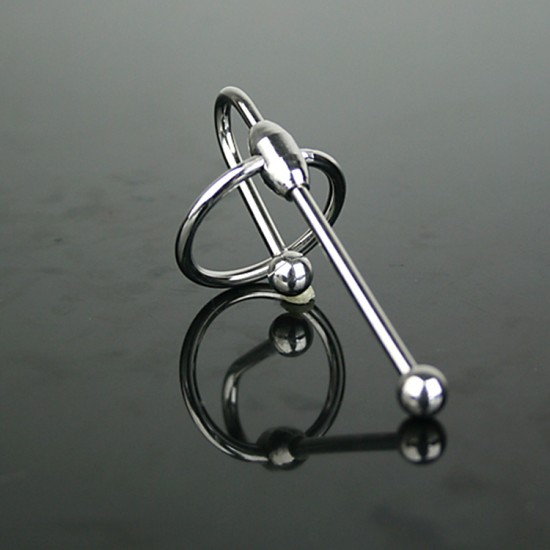 Stainless Steel Penis Ring with Urethral Sound