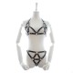 Black Faux Leather 2 Piece Riveted Female Fetishwear