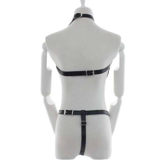 Black Faux Leather Revealing Female Fetishwear