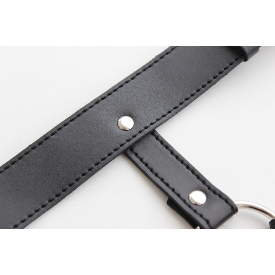 Black Faux Leather Female Fetishwear with Arm Restraint