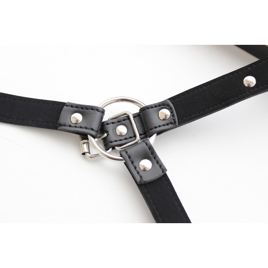 Black Faux Leather Female Fetishwear with Arm Restraint