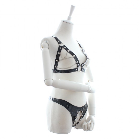 Faux Leather and Chain Female Fetishwear
