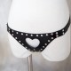 Black Faux Leather 2 Piece Heart Shaped Female Fetishwear
