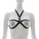 Black Faux Leather Female Fetishwear Open Bikini Top
