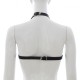 Black Faux Leather Female Fetishwear Open Bikini Top
