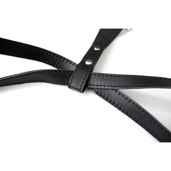 Black Faux Leather Female Fetishwear Open Bikini Top