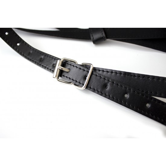 Black Faux Leather Female Fetishwear Open Bikini Top