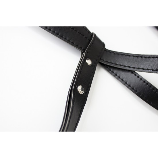 Black Faux Leather Female Fetishwear Open Bikini Top