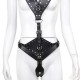 Black Faux Leather Warrior Queen Crotchless Female Fetishwear