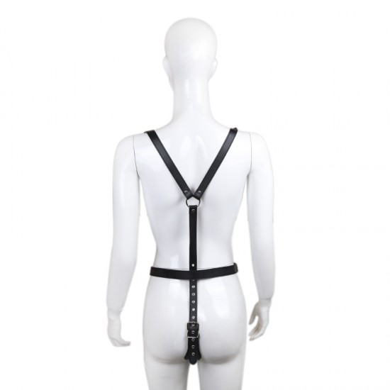 Black Faux Leather Warrior Queen Crotchless Female Fetishwear