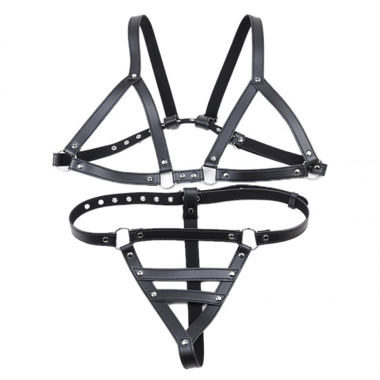 Black Faux Leather Female Fetishwear