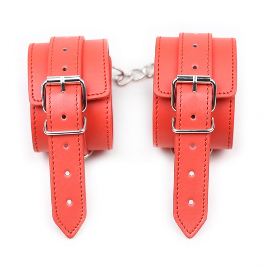 Red Faux Leather Ankle Cuffs
