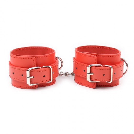 Red Faux Leather Ankle Cuffs