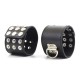 Black Faux Leather Wrist Cuffs with Decorative Stud Detail