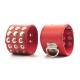 Red Faux Leather Wrist Cuffs with Decorative Stud Detail