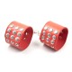 Red Faux Leather Wrist Cuffs with Decorative Stud Detail