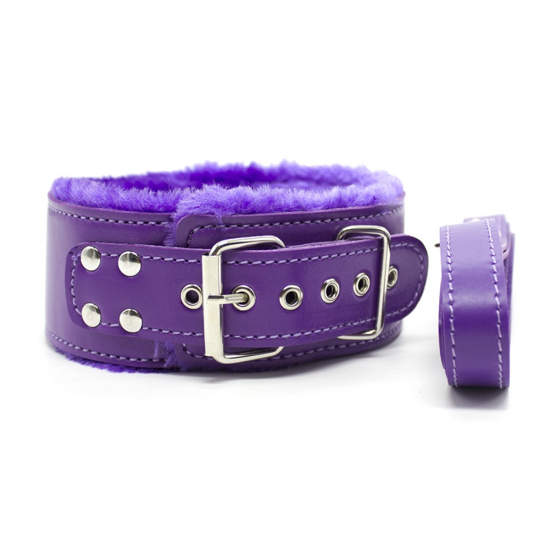 Purple Fur Lined Faux Leather Collar