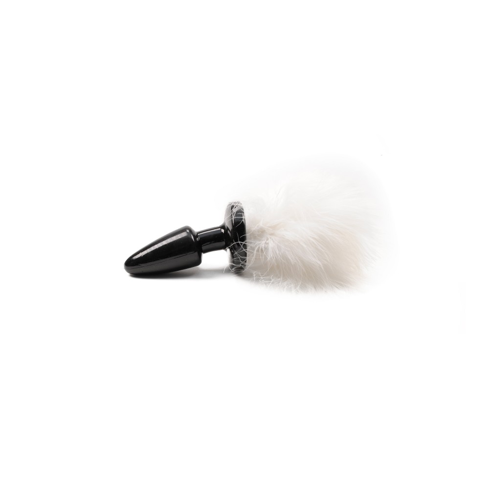 White Fluffer Bunny Tail Glass Anal Plug Bunny tail butt plug